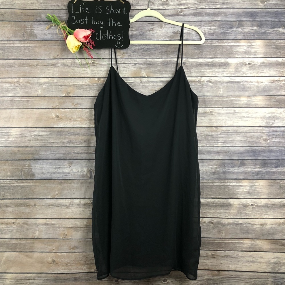 ASOS black spaghetti strap sleeveless slip dress - Picture 1 of 6
